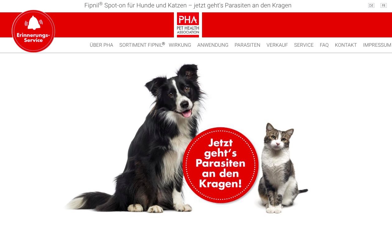 Screenshot Pha Fipnil Website aus der Schweiz